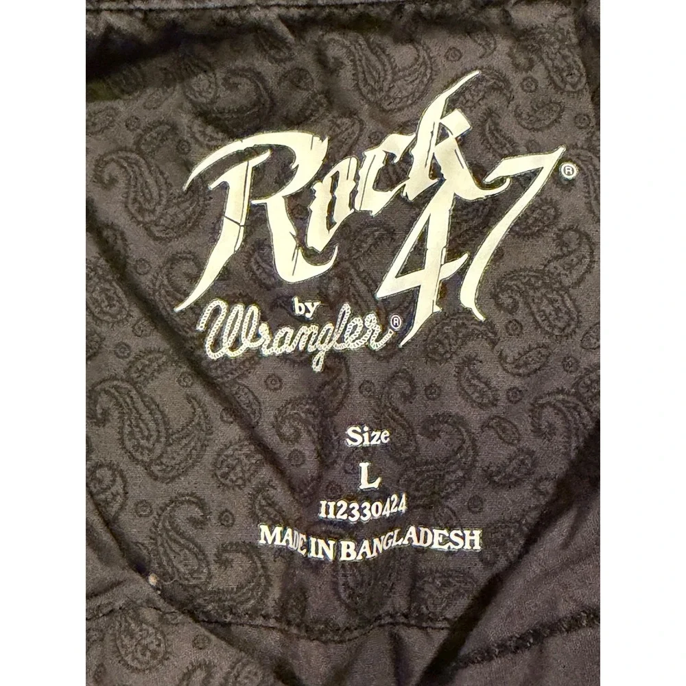 Rock 47 Button Down Shirt Mens L Black Paisley Western Snap Pearl 112330424